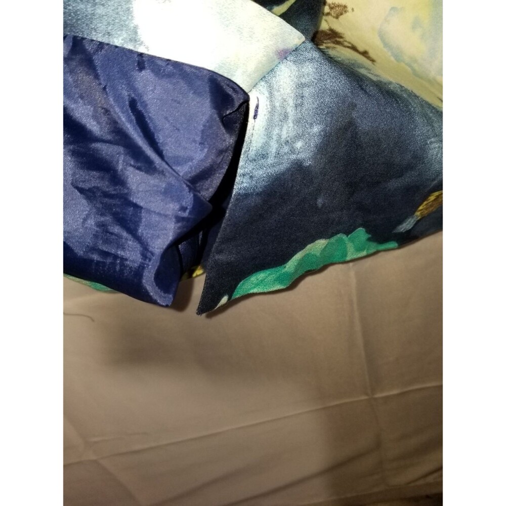 Merona Navy Blue Floral Sheath Dress Sleeveless Knee Length Teal Aqua Size Small - Picture 6 of 9
